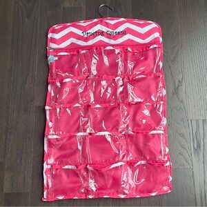 Pink Hanging Organizer with Clear Pockets